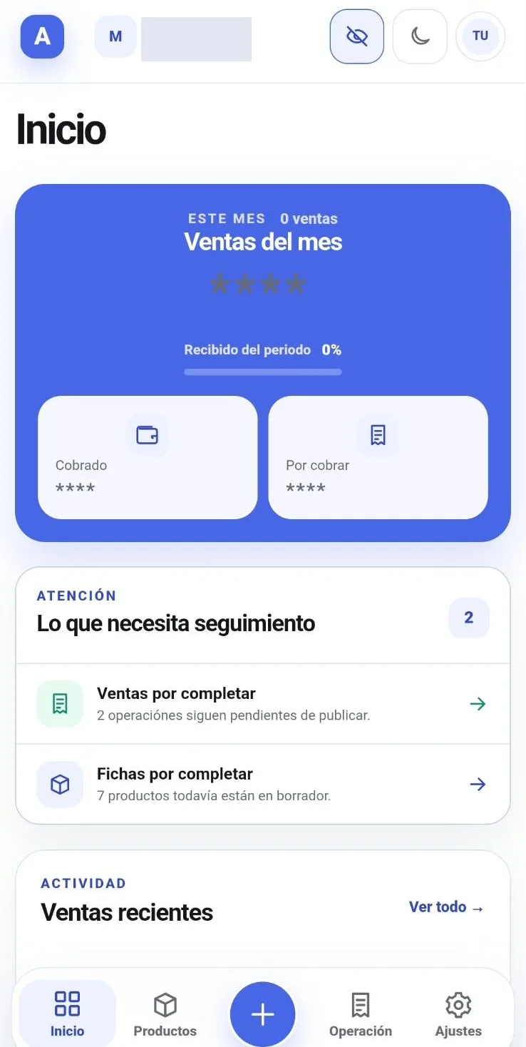 Catálogo de productos de AlphaCommerce, con precio, existencias y estado de publicación de cada ficha.